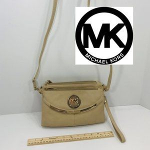 50% OFF  MK Michael Kors cream colored leather crossbody bag